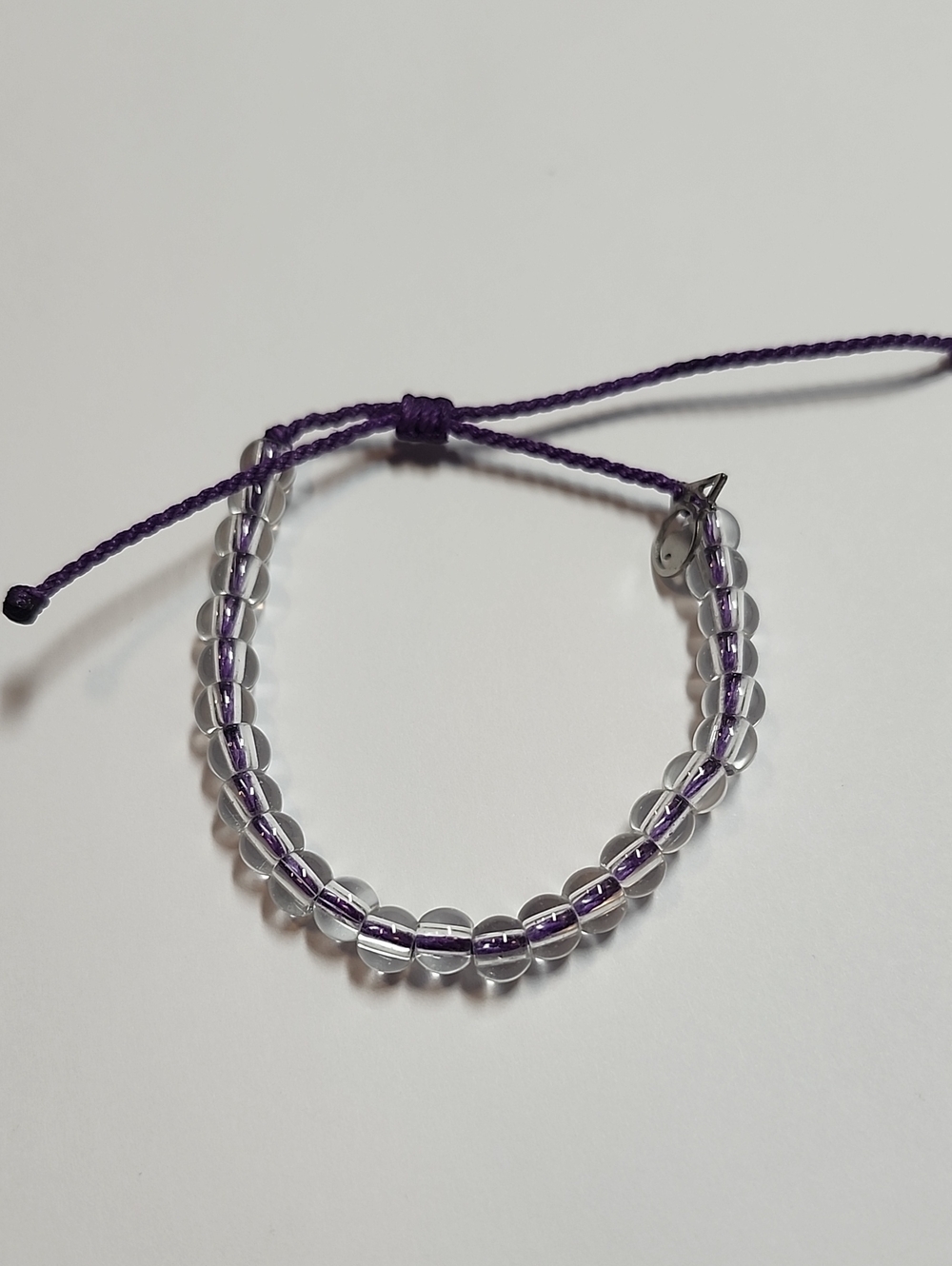 4Ocean Adjustable Clear Beaded Purple Cord Clear Bead Bracelet - Women